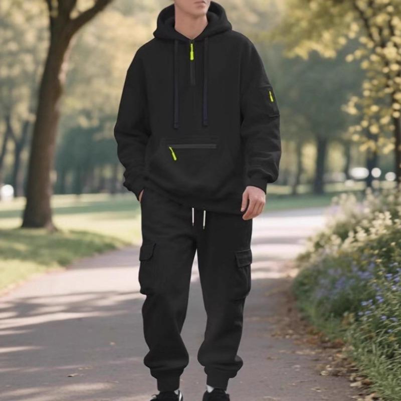 Sudadera de Forro Polar de Invierno, Ropa Deportiva Casual Holgada para Hombre, Pantalón de Chándal de Traje Moderno