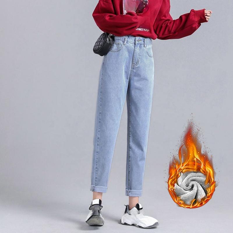 Neue Damen Thermo Slim Jeans Herbst Winter Warm Plüsch Stretch Jeans Damen Schneehose Skinny Bleistift Gerade Hose