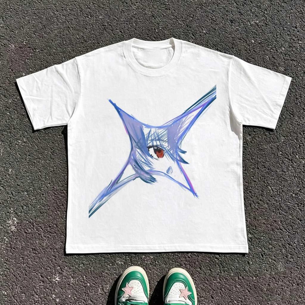 2026 Sommer Neuankunft_ Evangelion Muster Street Style Print Kurzarm T-Shirt Hip Hop Streetwear Top Y2K Gothic Baumwolle Oversized T-Shirts