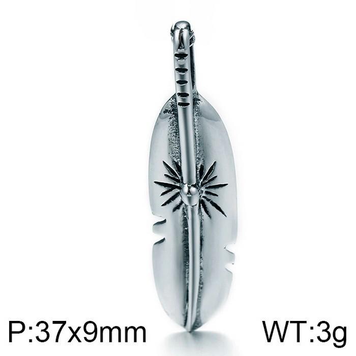 Vintage Cross Flower Inlaid With Black Zircon Necklace, Punk Style Personality Smeared Feathers Pentagram Titanium Steel Men'S Pendant