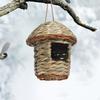 Grass Hanging Bird House Cages Shelter Roosting Nest Hand Woven Hut for Hummingbird