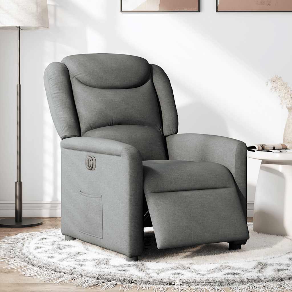 Electric Recliner Chair Dark Grey Fabric