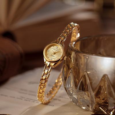 Small Gold Watch, Second-hand New Model, Simple Light Luxury Quartz Watch, Mini Round Temperament Steel Belt Casual Women's Watch