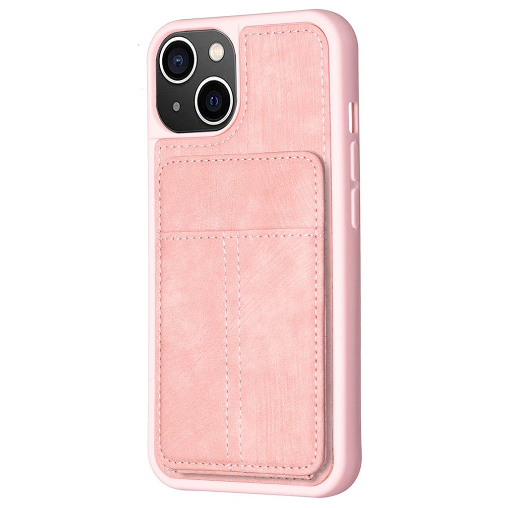 BF28 For iPhone 15 Kickstand Case Matte PU Leather Coated TPU Phone Cover with Card Holder