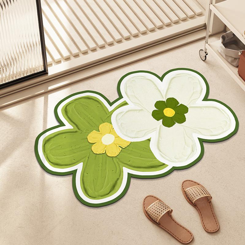Small Fresh Flowers Diatom Mud Mat Home Bathroom Cute Flower Non-slip Mat Bathroom Absorbent Quick Drying Mat