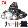 T6 Powerful Headlamp Rechargeable Led Headlight 90° Adjustable Torch Outdoor Fishing Hunting Camping Portable Flashlight Lantern