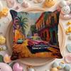 Aquarell Auto Kissenbezug Sommer Frische Leinenstoff Beidseitiger Druck Kissenhülle Sofa Heimdeko Geschenk