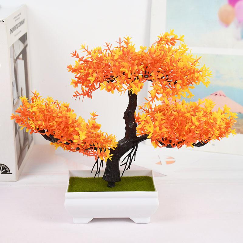 Kunstige planter Bonsai Liten Trepotte Falske Plante Blomster Potte Ornamenter For Hjem Rom Bord Dekorasjon Hotell Hage Dekor