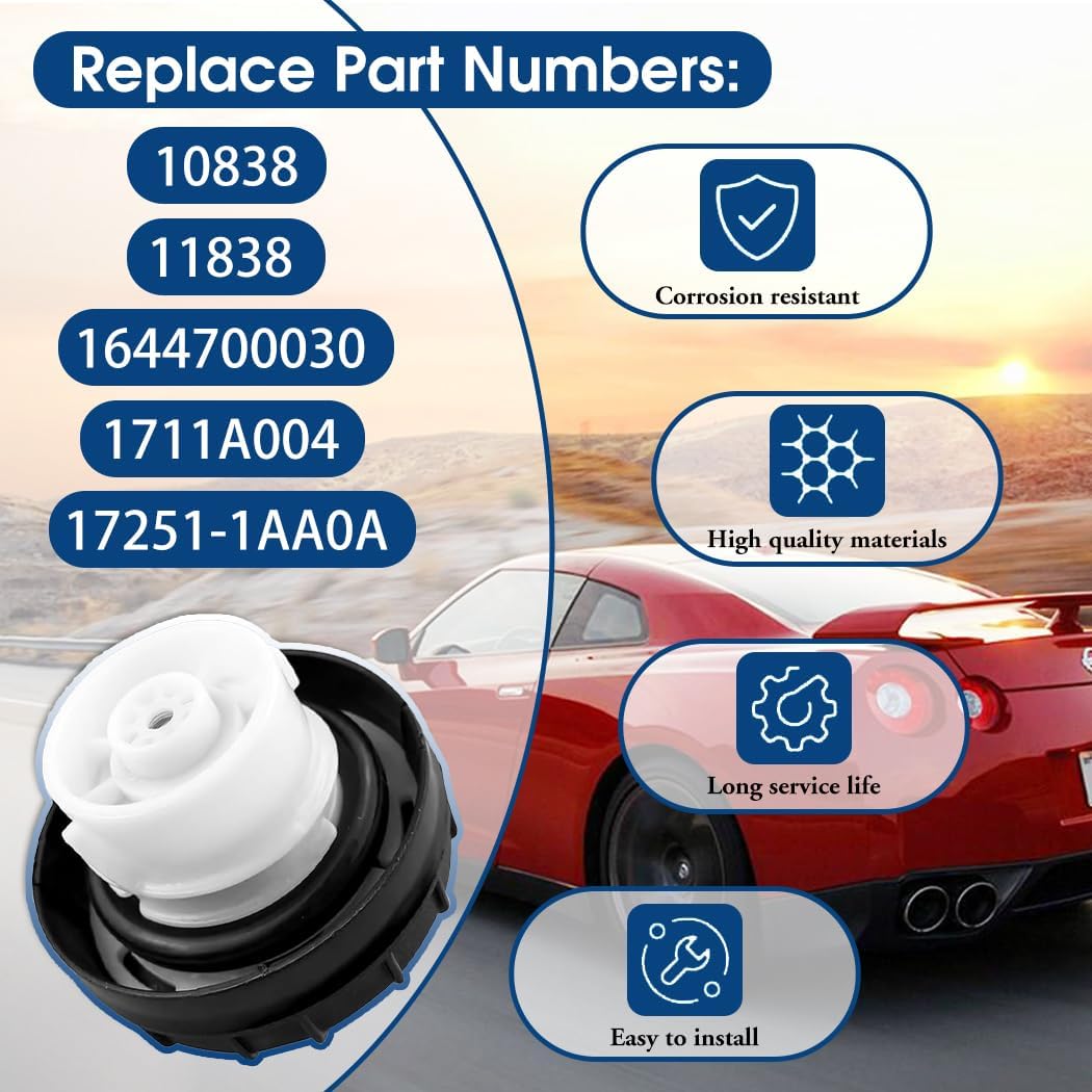 

10838 Gas Cap Fuel Cap for Nissan Xterra Frontier Titan Sentra Altima Maxima Armada Murano Rogue Cube 370Z 350Z GT-R Accessories Cap Cover 2000 2001