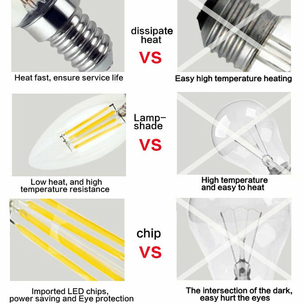 Vintage 2W 4W 6W LED Filament Glühbirne E14 220V Energiesparend Glas LED Licht Dimmbar Warm/Kaltweiß Lampe für Heimdekoration
