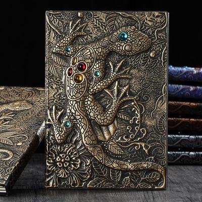Caderno de Capa Dura Lagarto Gecko Personalizado: Design retrô requintado