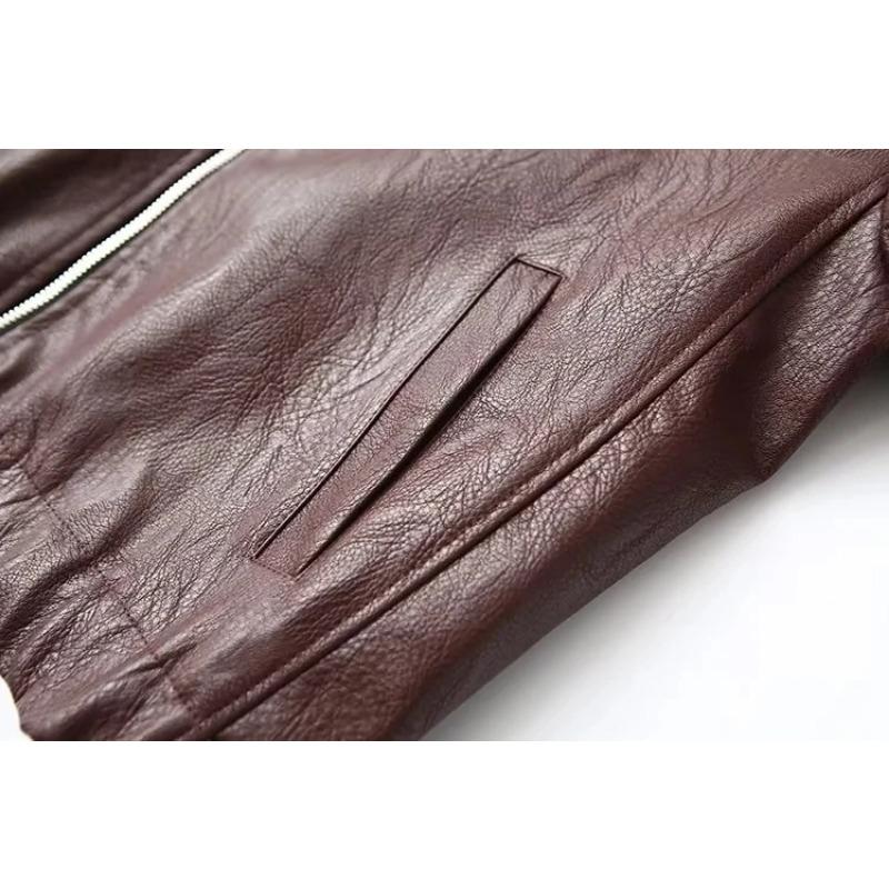 Jachetă din piele PU Spice Girl, damă, de primăvară, nou american retro, cu rever lejer, cu fermoar, haină cardigan