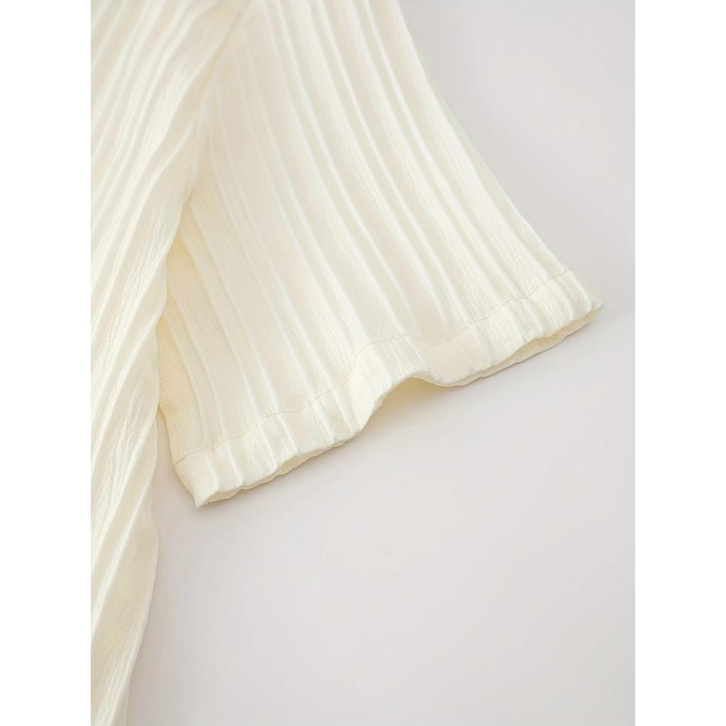 Men's Button Textured Casual Striped Short Sleeved Shirt and Elastic Straight Leg Pants Set, 2-piece Set