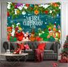 Christmas Tree Print Tapestry Wall Hanging Background Cloth Decor Red Santa Claus Polyester Tapestry Home Room Wall Decoration