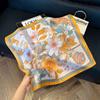 Simulated silk women's small square scarf, Korean cashew nut leopard print small silk scarf, headscarf, four-season scarf, professional scarf.