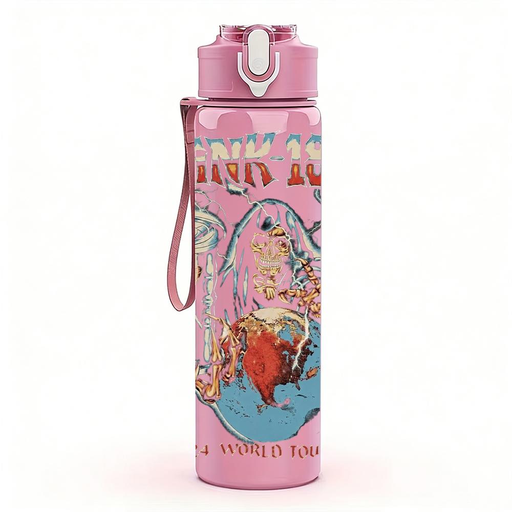 1PC Vintage Dark Fantasy Band Art Collage Print 750ml Portable Sports Water Bottle Leakproof Gym Outdoor Travel Drink Cup