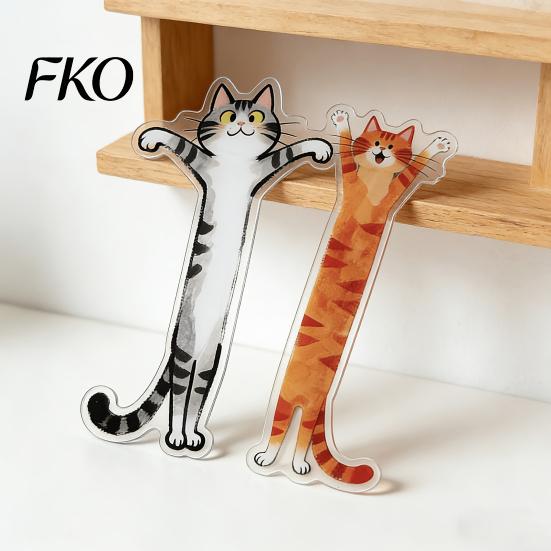 Cat Design Bookmark 5Pcs Acrylic Long Bookmark, Book Mark for Reading Women & Waterproof Men, Decorative Kitten Page Marker, Gifts Readers Lovers