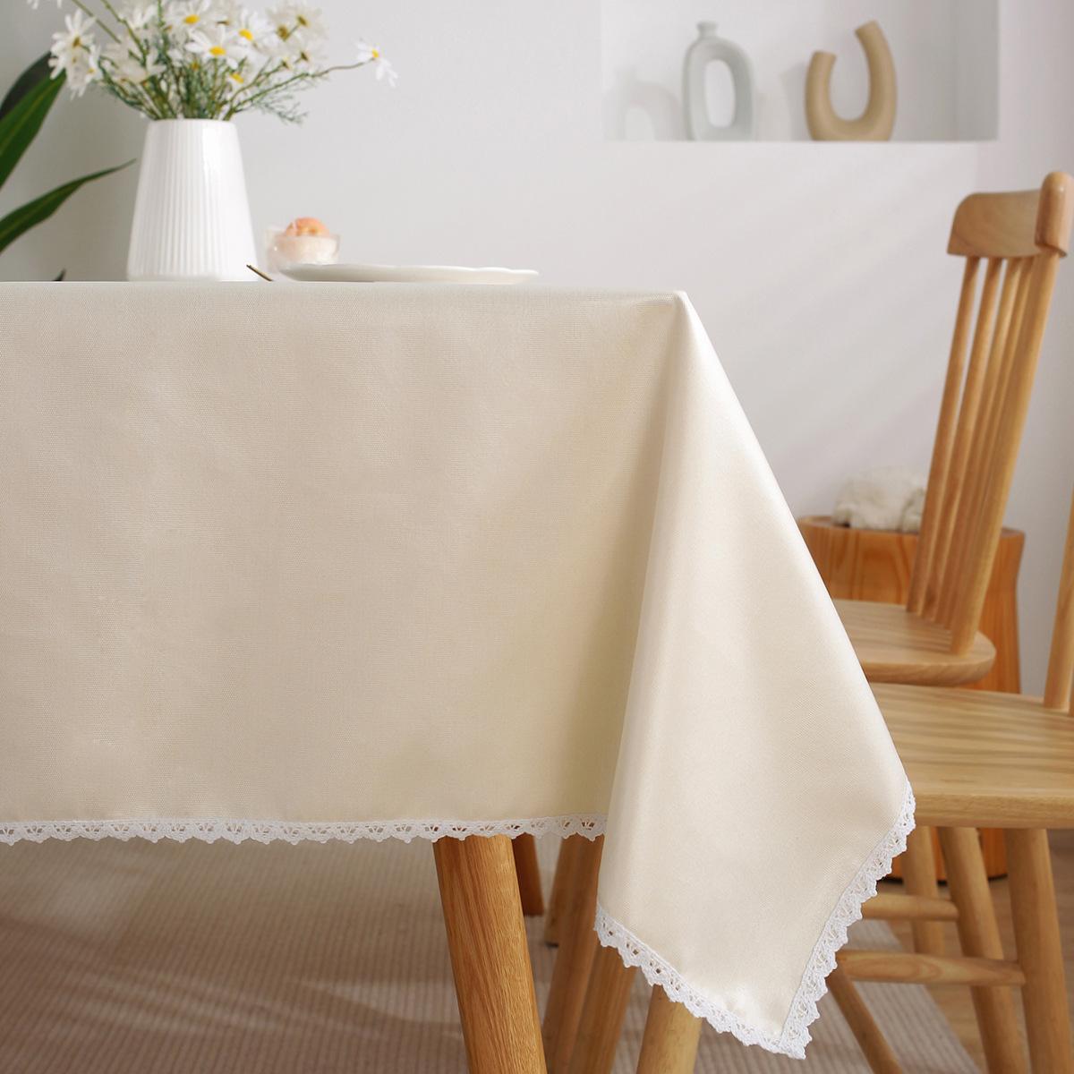 

Cotton And Linen Tablecloth Waterproof And Oil-Proof Leave-In Solid Color Dining Table Cloth Restaurant Coffee Table Cloth 90*90cm бежевий