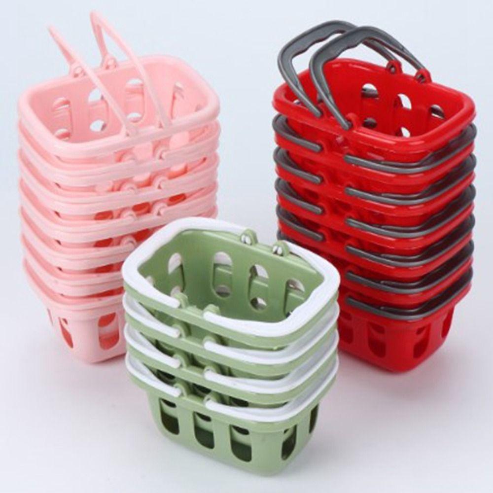 5pcs Multicolors Dollhouse Miniature Shopping Basket Mini Shopping Hand Basket Model Doll House