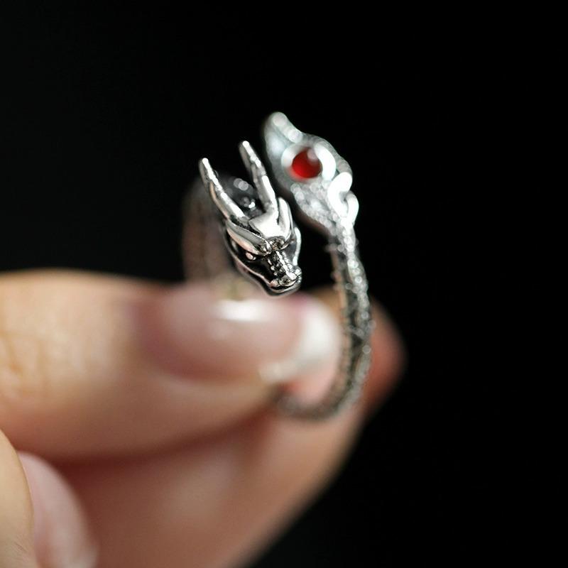 925 Sterling Silver Adjustable Chinese Zodiac Dragon Ring