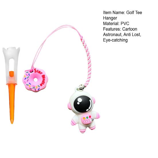 Plastic Anti Lost Golf Tee Hanger Cartoon Astronaut Golf Tee Ring with Strap for Men Women Loss Prevention Tee Holder for Golf Enthusiasts