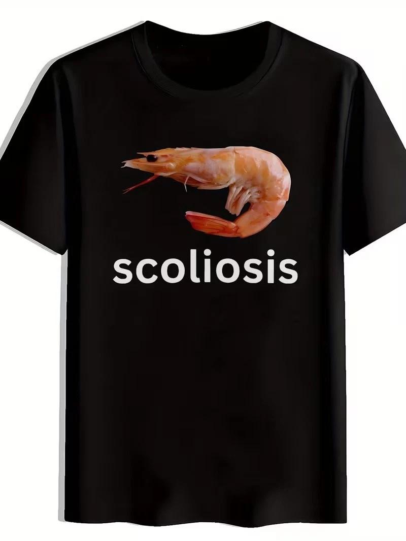 Funny Shrimp Scoliosis Graphic T-Shirt 3XL