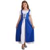 Girls Medieval Renaissance Costume Square Neck Short Sleeve Lace Up High Waist Ruffle Dress Halloween Fancy Dress