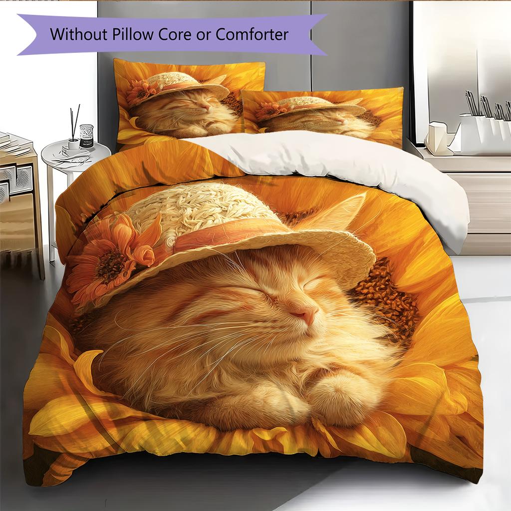 Conjunto de Colcha com Padrão de Desenho Animado Capa de Colcha Fronha Decoração de Casa Presente de Aniversário (1 capa de edredom + 2 fronhas, sem enchimento.)