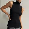 New Spring And Autumn Knitwear Women Clothing High-Neck Sleeveless Top Fashion Casual Sweater