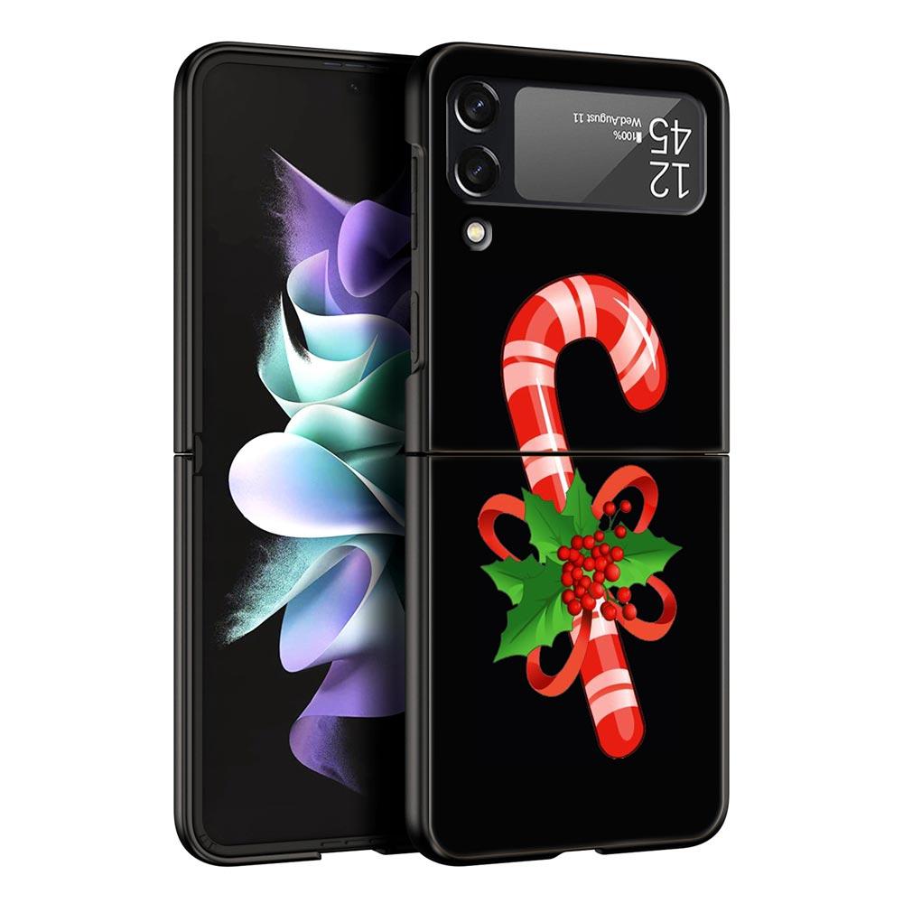 Christmas Cute Cartoon Z Flip 4 Phone Case For Samsung Z Flip 3 5G Black Hard Shell Galaxy ZFlip3 ZFlip5 Cover Folding Luxury