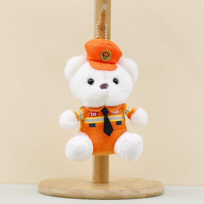 Adorable Traffic Police Bear Plush Toy Keychain Soft Stuffed Animal Accessory Perfect Gift