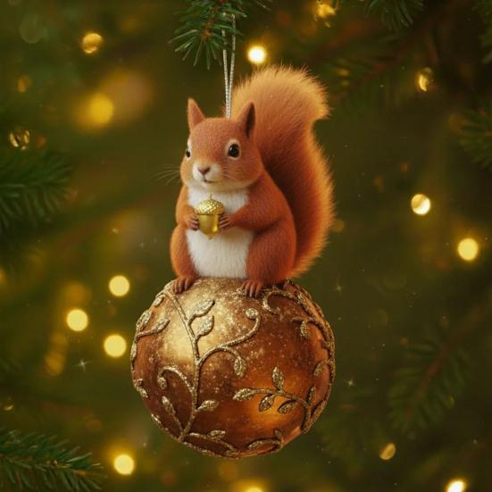 Christmas Animal Ornament 2D Acrylic Wildlife On Ball Hanging Ornaments for Winter Xmas Tree Home Party Decor