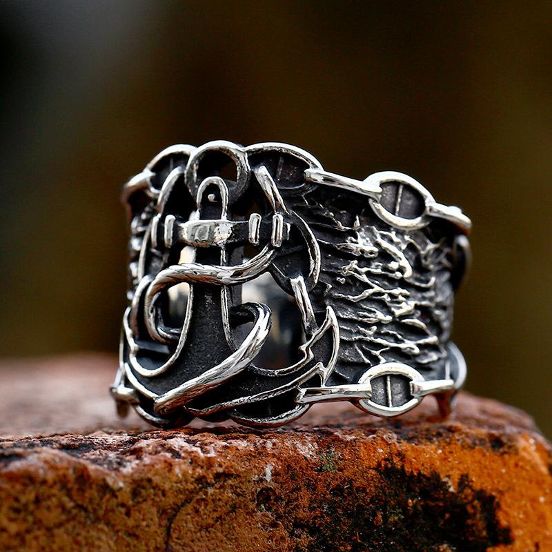 Vintage Anchor Lighthouse Ocean Sailor Ship Viking Rings Men Women Stainless Steel Ring Punk Rock Fashion Jewelry Dropshipping