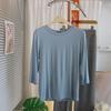 T-shirt Modal à Manches Sept-Quarts Hypoallergénique pour Femme - Couche de Base Confortable et Polyvalente à Col Rond pour le Printemps/Été.