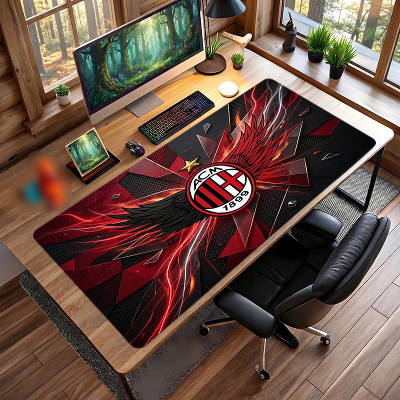 Alfombrilla de Ratón Grande Estampada AC Milan, Alfombrilla de Escritorio Suave de Goma Antideslizante para Decoración de Oficina, Portátil y Ordenador