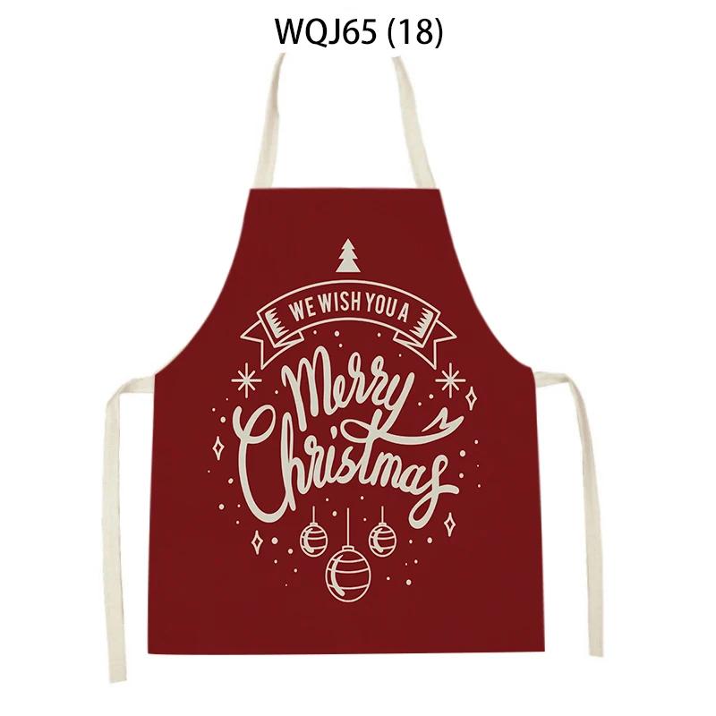 Christmas Apron Snowflake Tree Kitchen Apron Santa Claus Elk Snowman Print Aprons Dinner Party Cooking Apron Baking Accessories