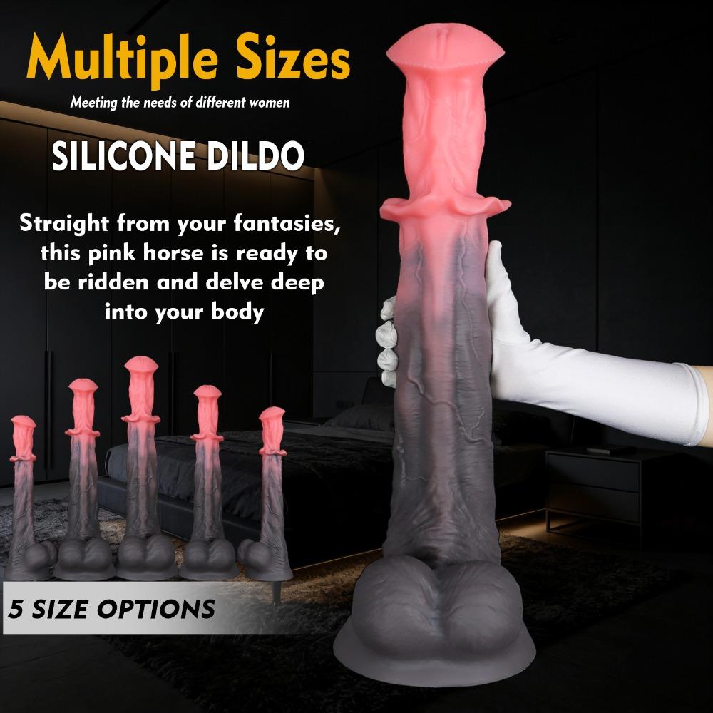 Soft Silicone Horse Cock Fantasy Dildo with Suction Cup Adult Pleasure Toy