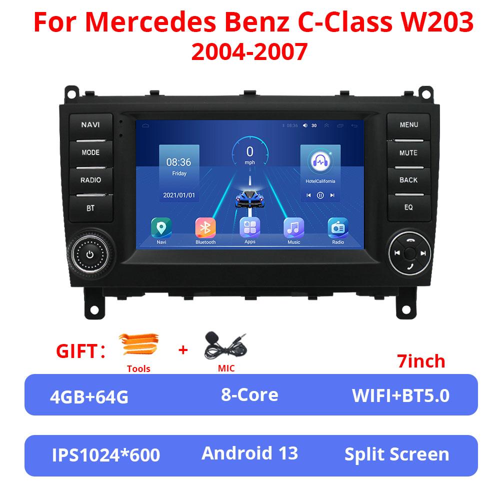 7Inch Android 13 GPS Car Multimedia Player For No DVD Mercedes Benz C-Class W203 Wireless Carplay & Android Auto GPS