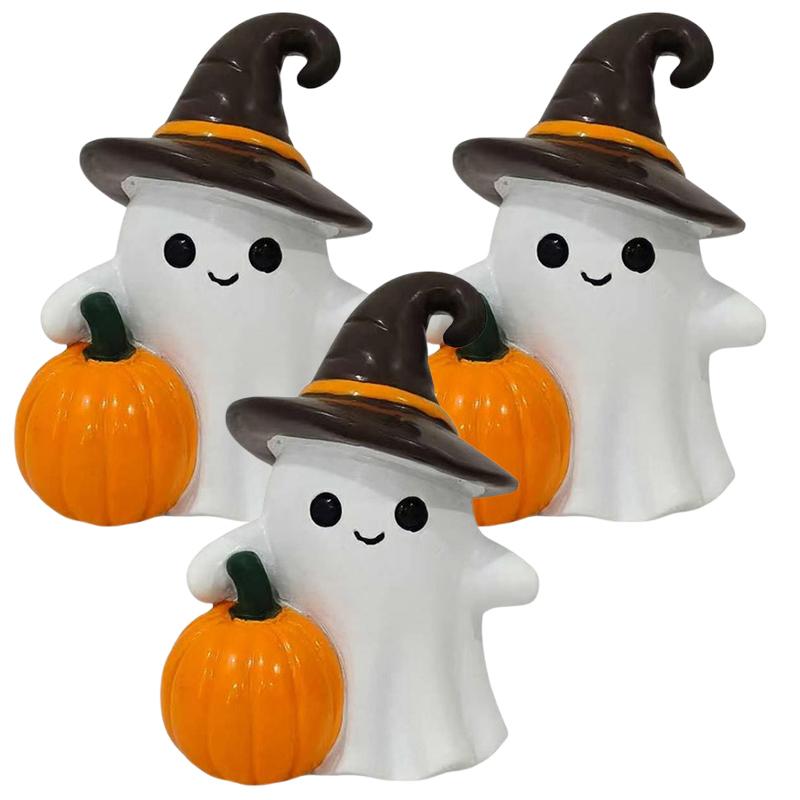 Xiaomi Cute Halloween Ghost Pumpkin Resin Figurine Mini Desktop Craft Ornament Spooky Home Party Decoration Gift Photo Shooting Props