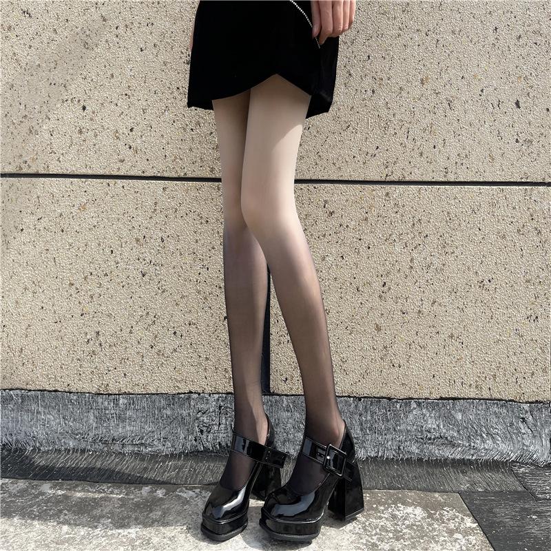 

Градиентные шелковые женские носки весна-лето тонкие черные серые пэчворк соблазнительные колготки бархатные чулки выше колена женские One size кофейный