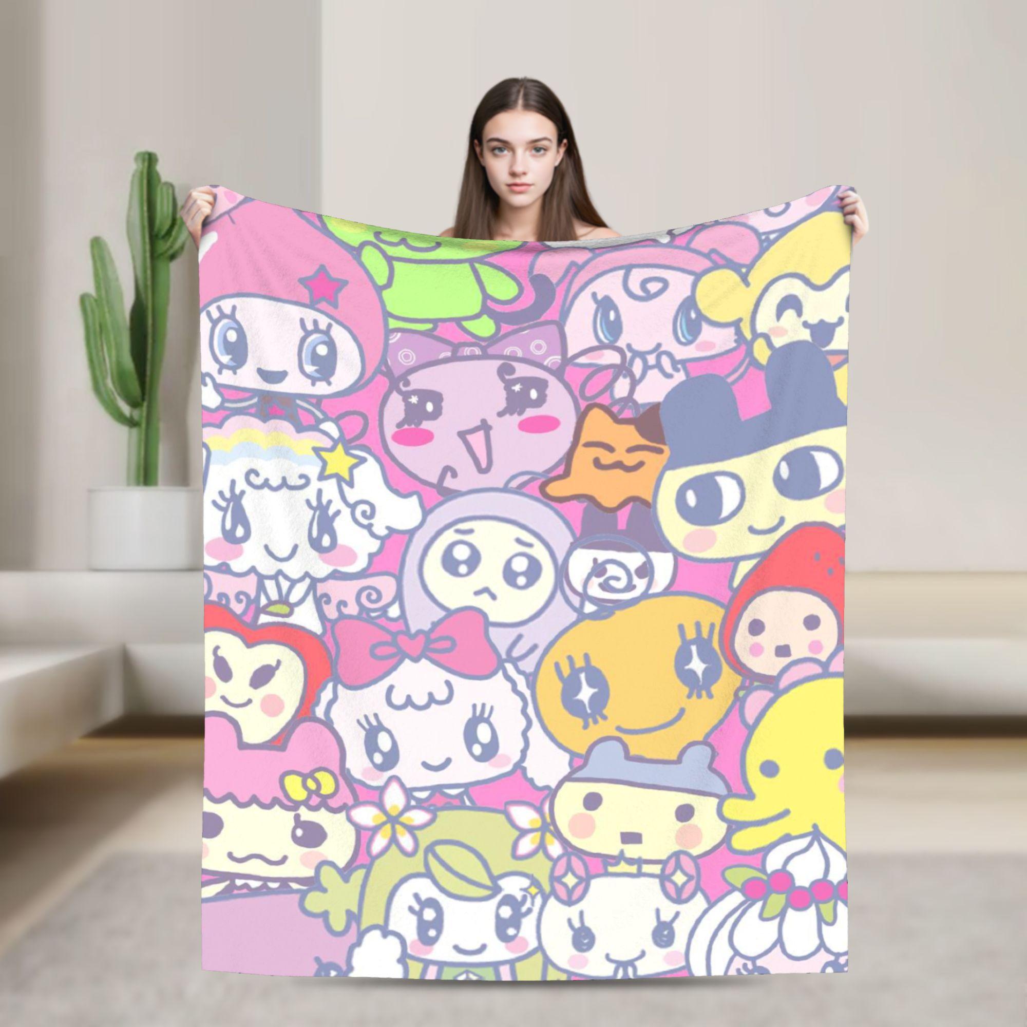 

Cute Tamagotchis Flannel Blanket Cartoon Funny Throw Blanket for Sofa Bedding Lounge 150*125cm Rug Piece 75x90cm