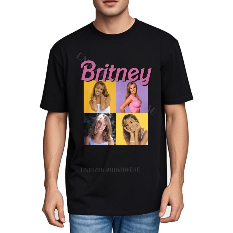 T Shirt Unisex Cotton Solid Color Tshirt Britney Spears Photo Collage Design Short sleeve Cotton Tshirt Classic Soft Cotton