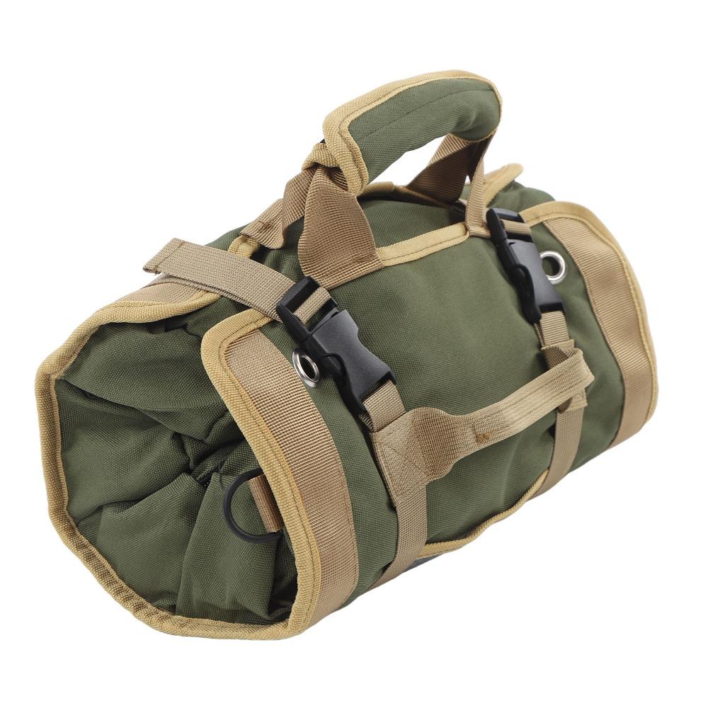 Oxford Cloth Roll Up Tool Bag Separate Pockets Portable Tool Storage Bag  Gardening