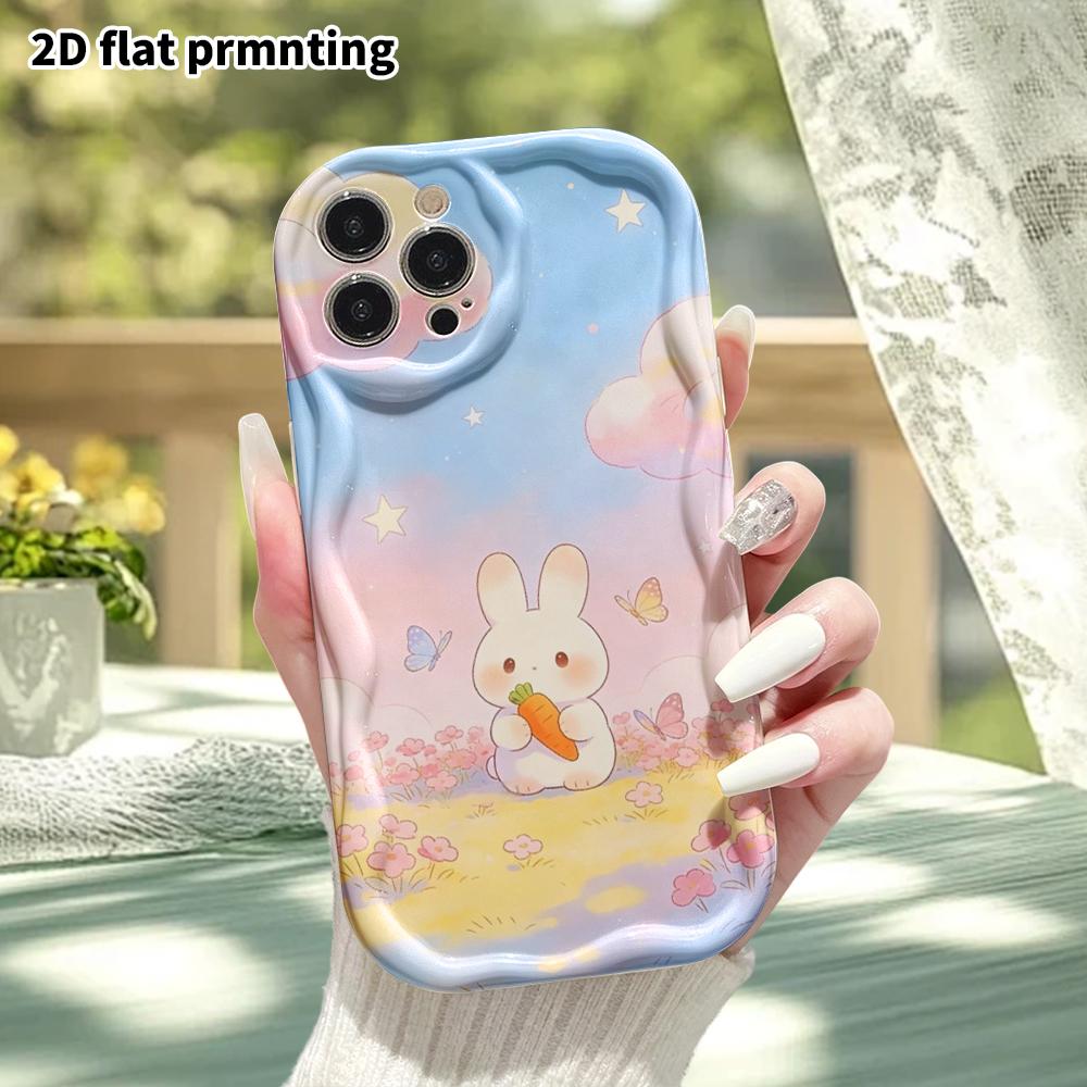 Phone Case: 2D Flat Design, Suitable for Protective Cases for iPhone 18, 17, 16, 15, 14, 13, 12 Pro; Phone Decoration, a Sea of Flowers Holding a Carr