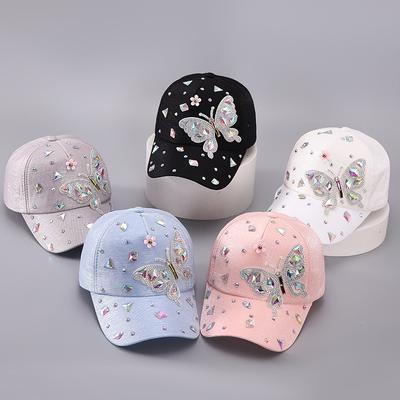 Ladies' Hat, Colorful Glass Water Hat, Korean Version, Versatile Butterfly Fashion, Large Baseball Cap, Sun Visor Hat