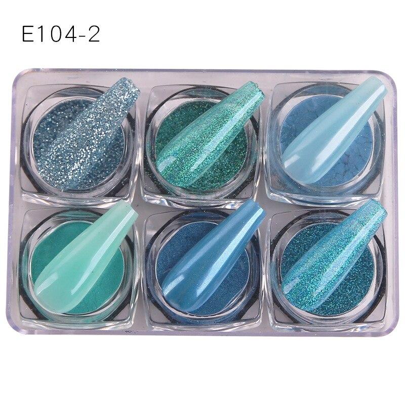 6 ks nail art třpytivý prášek na zdobení nehtů lesknoucí se pigmentové vločky flitr nail art dekorace