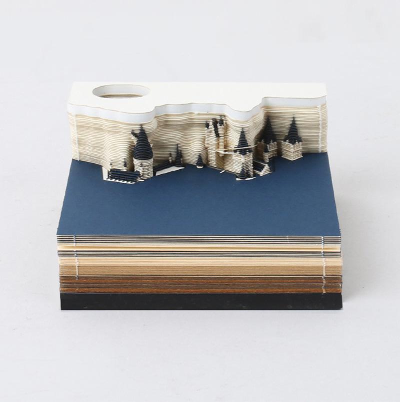 Omoshiroi Zauberschloss 3D Notizblock 2025 Kalender Memo Block Notizen Haardesign Notizpapier Schreibwarenzubehör Geschenkidee