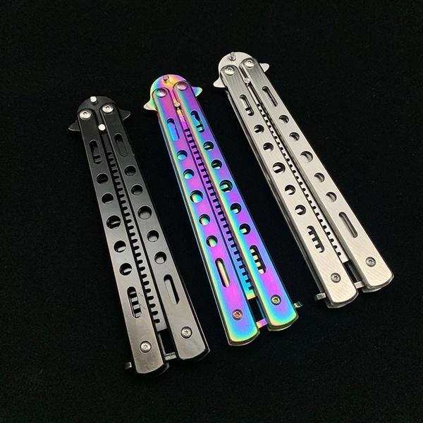 1pc Foldable Comb Stainless Steel Practice Training Butterfly Knife Comb Beard & Moustache Brushes Hairdressing Styling Tool