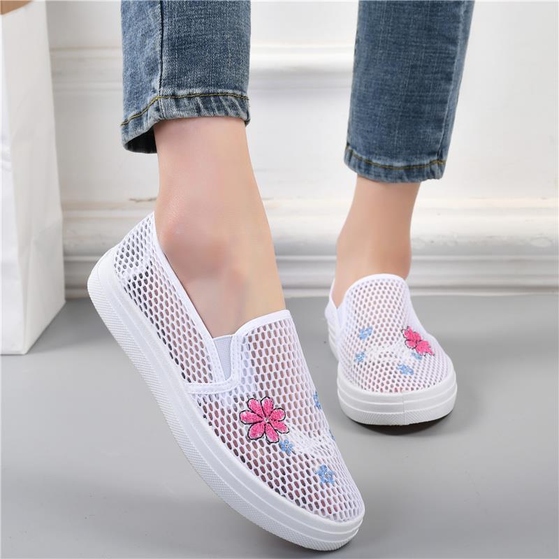 Women's Tennis Shoes Anti Slip Casual Sports White Shoes Shallow Mouth Shoes Flat Shoes Breathable