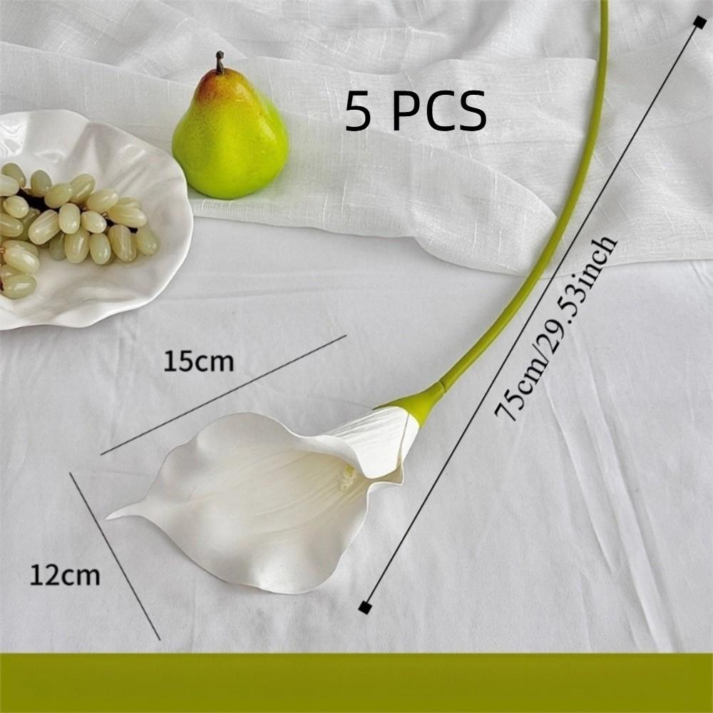 White Artificial Calla Lily Flowers EVA Wedding Bouquet New Faux Plants Photography Props